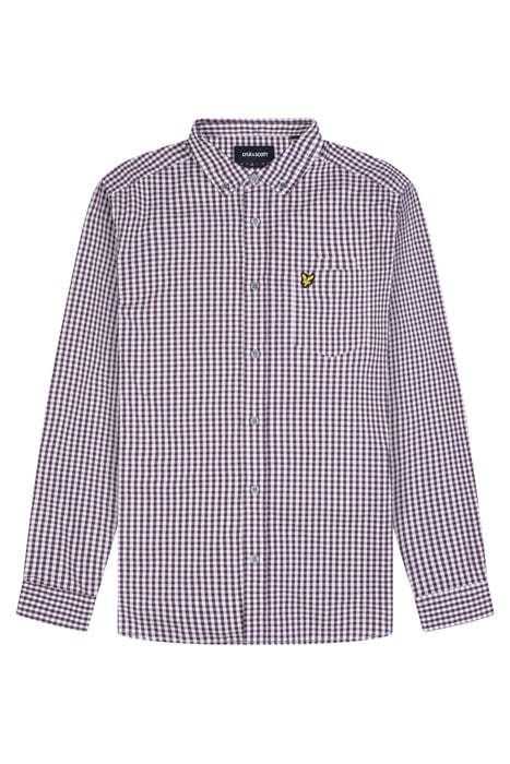 LS SLIM FIT GINGHAM SHIRT BURGUNDY/WHITE 4
