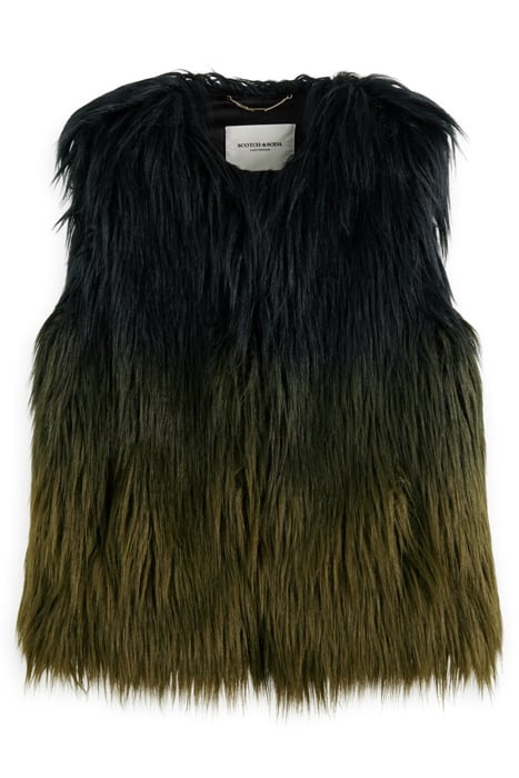 GRADIENT FAUX FUR GILET BLACK 4