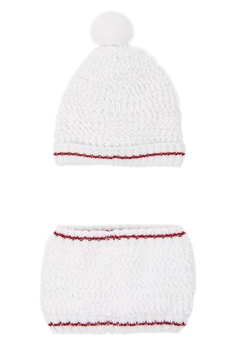 BABY GIRLS’ ECRU KNIT APPLE-HEART BEANIE & SNOOD OFF-WHITE 2