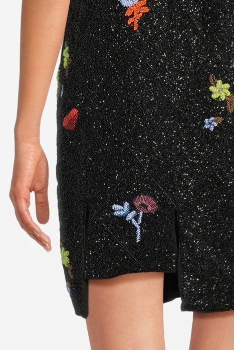 V-NECK PANEL MINI DRESS BLACK 4