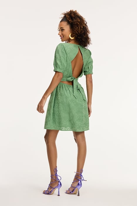 LADIES JENN DRESS 3D PALM EMBRO GREEN GREEK PALM 4