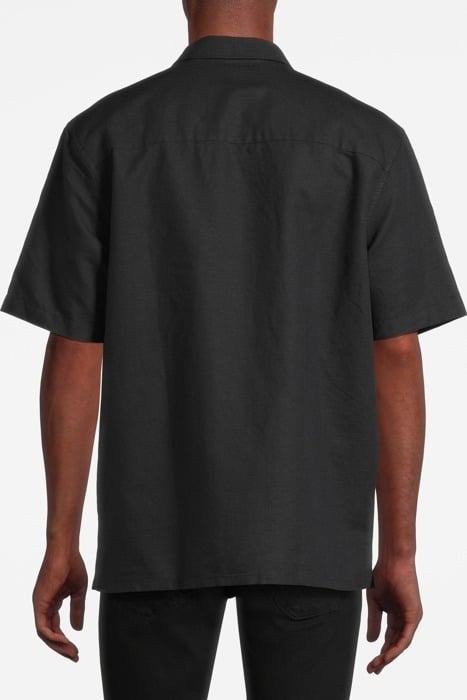 COTTON LINEN SHORT SLEEVE SHIRT JET BLACK 2
