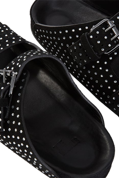 SANDALES EN DAIM AVEC STRASSE ET BOUCLE BLACK 4