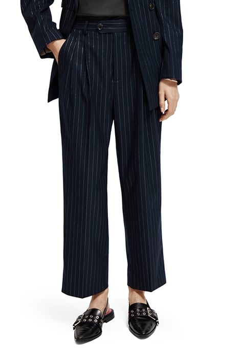 FRONT PLEAT PINSTRIPE BOYFRIEND PANT NIGHT PINSTRIPE 1