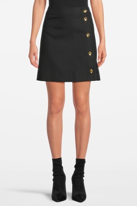 SUMMER SUITING BUTTON CLOSURE MINI SKIRT BLACK 1