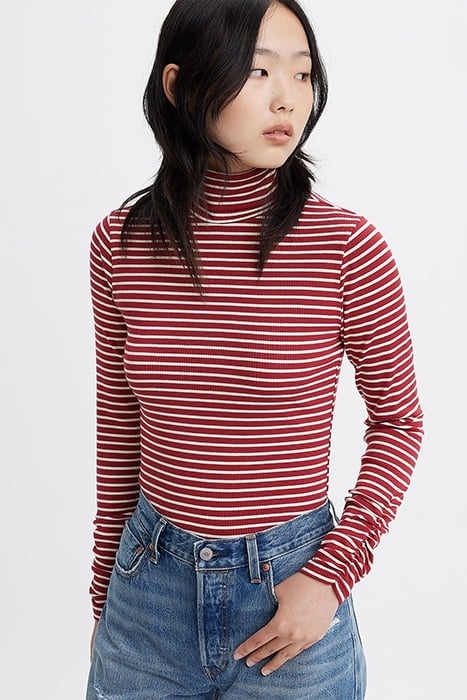 RUCHED LONG-SLEEVED TOP RED 3