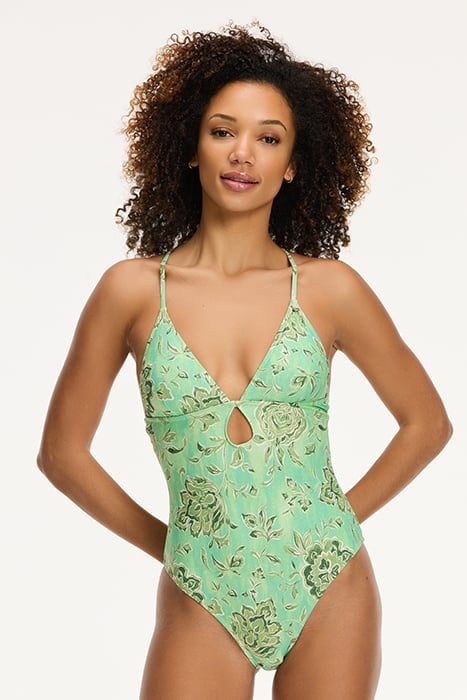 LADIES ROWY SWIMSUIT BOTANIC GREEN BOTANIC FLOWER 1