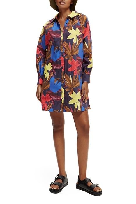 PRINTED SHIRT DRESS IN ORGANIC COTTON FLOWER CAMO 2