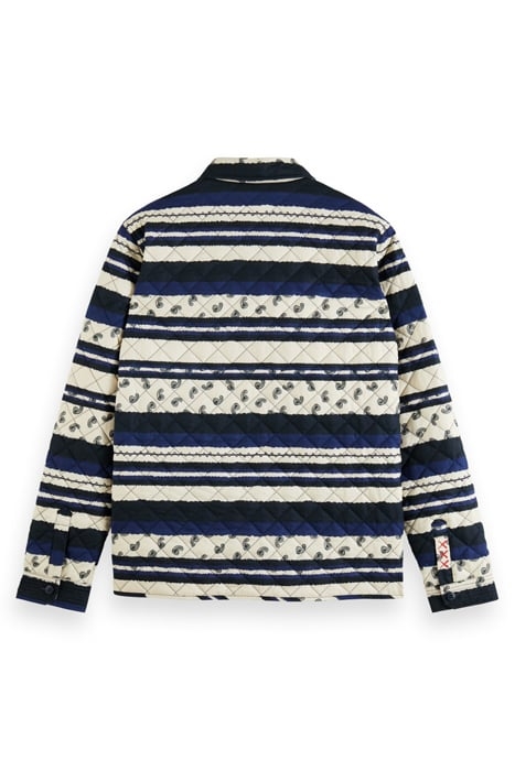 QUILTED ALLOVER PRINTED SHIRT JACKET BLUE PAISLEY STRIPE 5