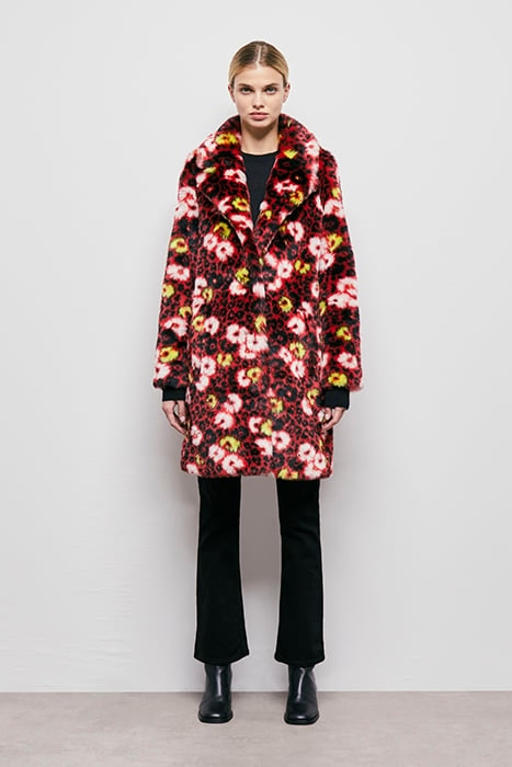 FAUSSE FOURRURE JACQUARD FLEURI DARK RED 2