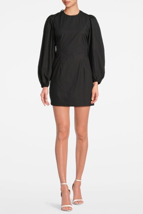 COTTON POPLIN OPEN BACK MINI DRESS BLACK 1