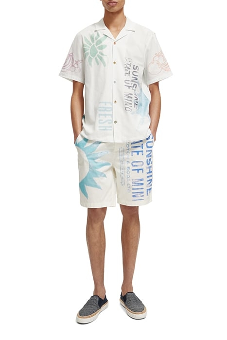 PRINTED SHORT SLEEVE SHIRT IN RAW ORGANIC COTTON STAMP PRINT 3