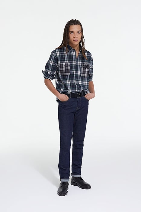 CHEMISE DROITE A CARREAUX POCHES CONTRASTEES BOTTLE GREEN 3