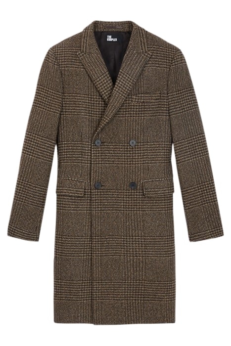 MANTEAU LONG CROISE MOTIF CHEVRONS BROWN 3