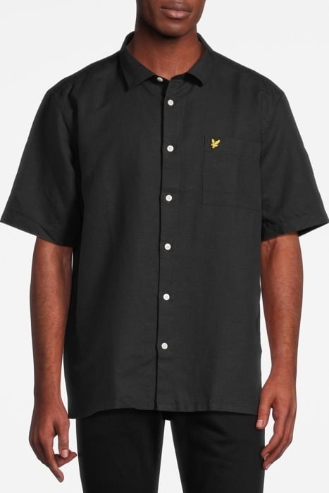 COTTON LINEN SHORT SLEEVE SHIRT JET BLACK 1