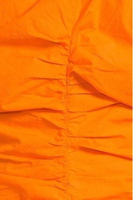 COTTON POPLIN GATHERED U-NECK MINI DRESS VIBRANT ORANGE 5