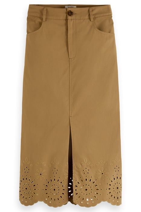 BRODERIE LONGUETTE ORGANIC COTTON MIDI SKIRT COCONUT SHELL 4