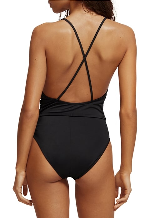 SMOCKED DETAILED SWIMSUIT BLACK 2