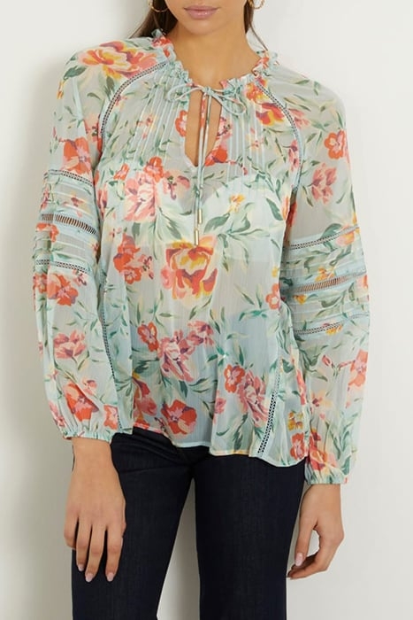 GUESS ECO LS GILDA TOP ROSE MEADOWS PRINT 1