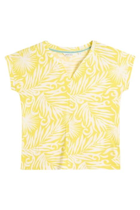 NELLY NOTCH NECK TEE YELLOW PRINTED 2