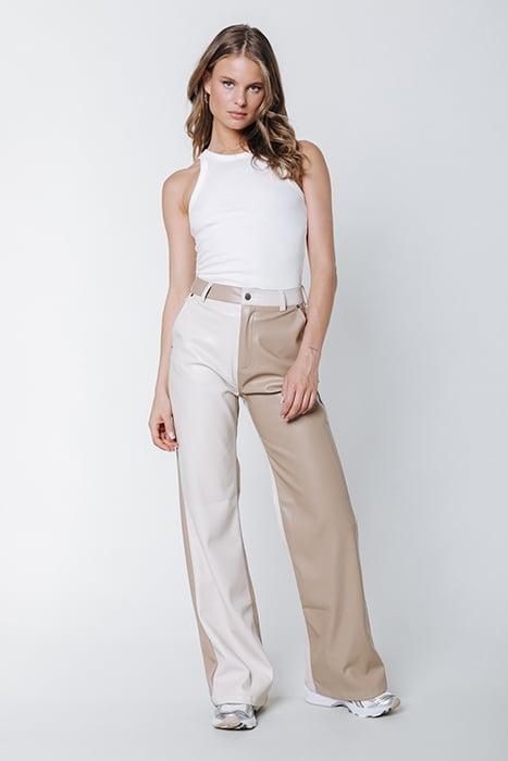 ISMAY WIDE LEG FAUX LEATHER PANTS OFF WHITE 3