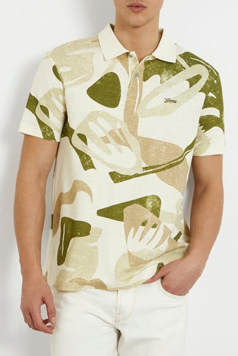 SS SLUB AOP POLO GREEN/BEIGE/BROWN AB 1