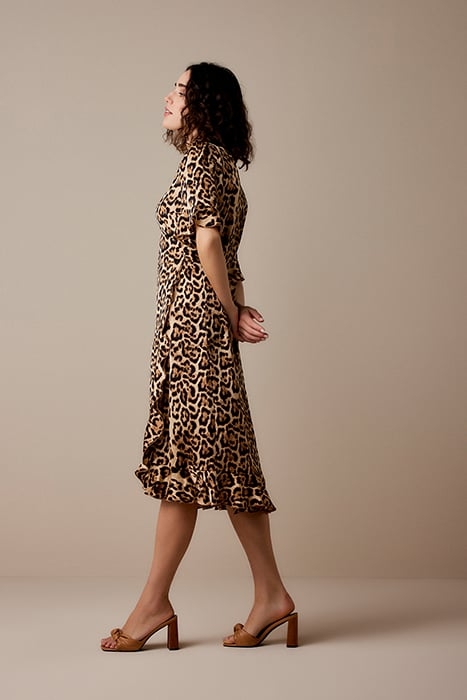 WRAP DRESS PRINTED POLYESTER BROWNS 4