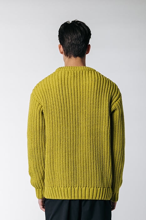 DEAN GARMENT DYE RIB KNIT SWEATER DARK LIME GREEN 2