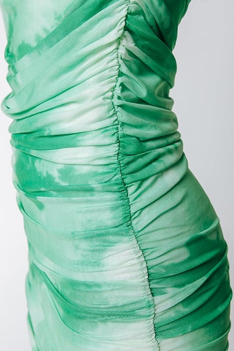 JUDA TIE DYE GATHERED MESH DRESS MINT 5