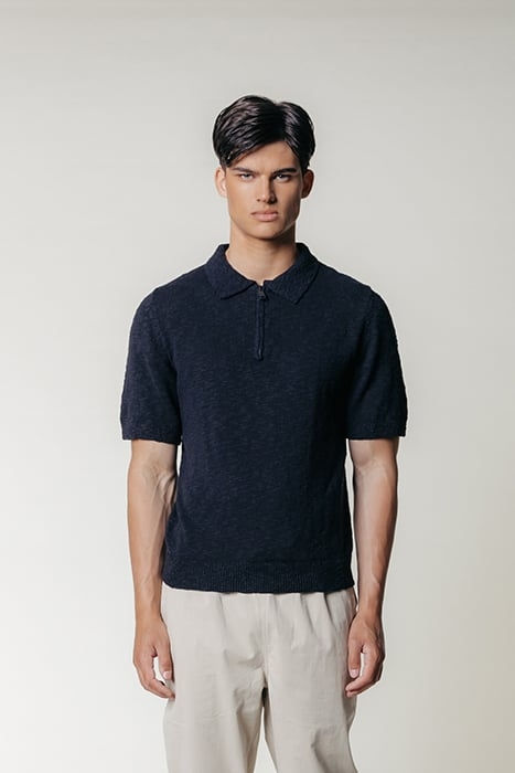 TOBY SLUB ZIP POLO DEEPEST BLUE 1