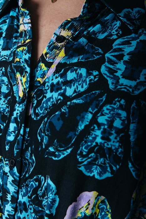 SACHA DIGITAL FLOWER SHIRT DRESS LS LIGHT BLUE 3
