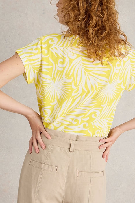 NELLY NOTCH NECK TEE YELLOW PRINTED 5