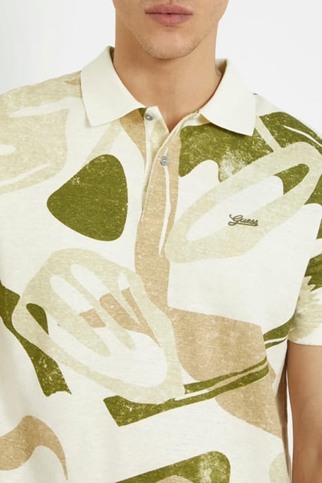 SS SLUB AOP POLO GREEN/BEIGE/BROWN AB 5