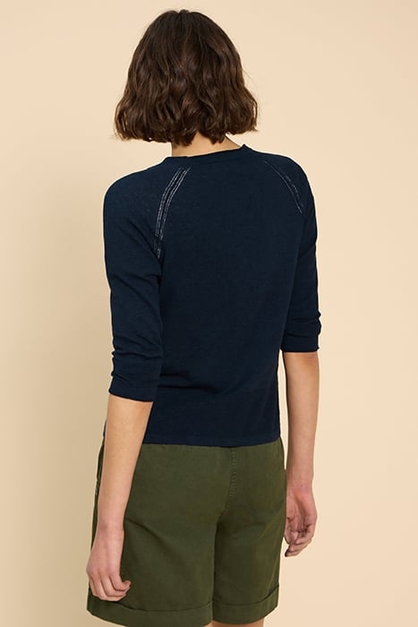 NARIA V NECK CARDI DARK NAVY 2