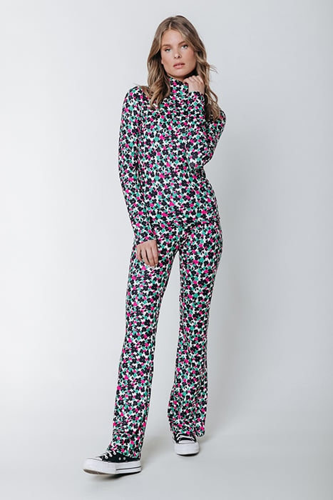 NEYO CUTE FLOWER PEACHED TURTLENECK TOP MULTICOLOR 2