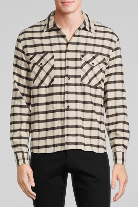 CHEMISE MANCHES LONGUES A CARREAUX BLACK BEIGE 1