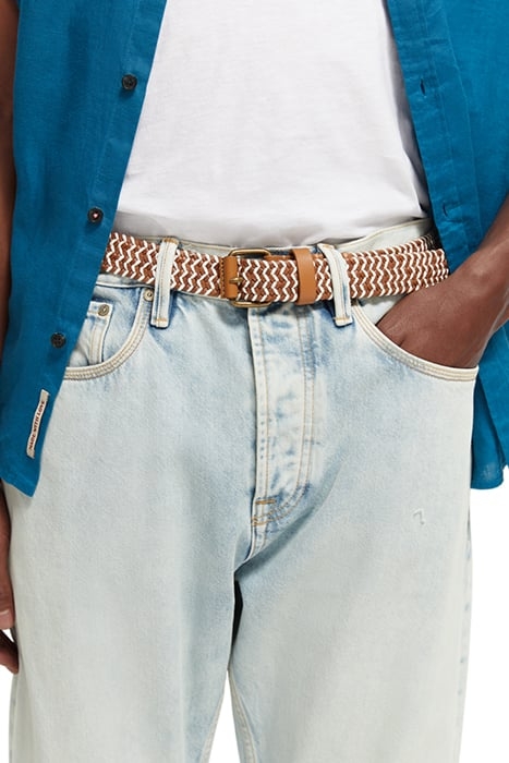 BRAIDED LEATHER AND CORD BELT SAND 2