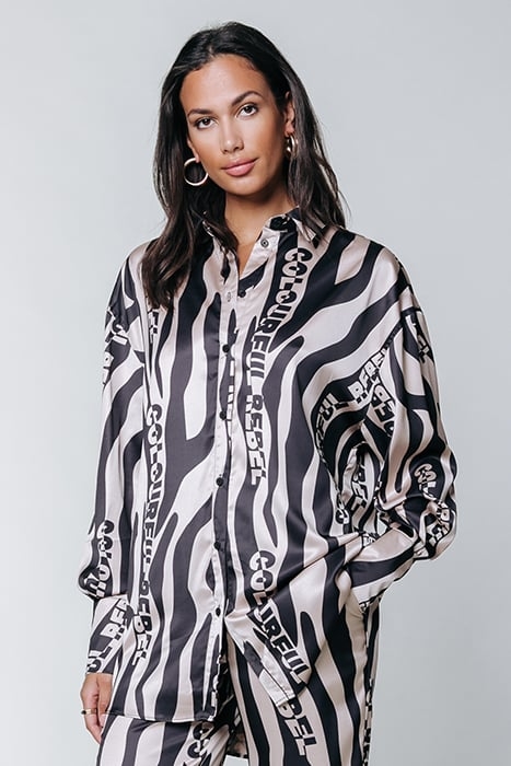 TALIA ZEBRA OVERSIZED BOYFRIEND BLOUSE SAND 1