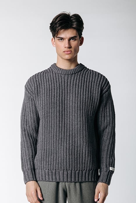 DEAN GARMENT DYE RIB KNIT SWEATER DARK GREY 1