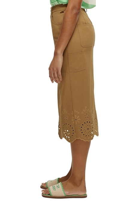 BRODERIE LONGUETTE ORGANIC COTTON MIDI SKIRT COCONUT SHELL 6