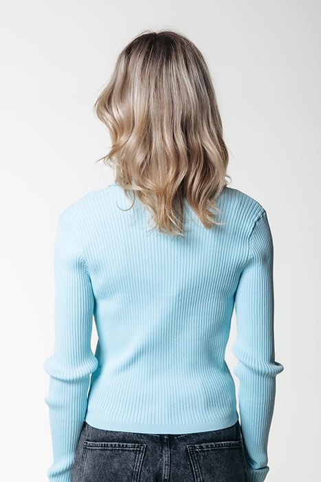 NORI FINE KNIT CROPPED LONGSLEEVE POLO LIGHT OCEAN BLUE 2