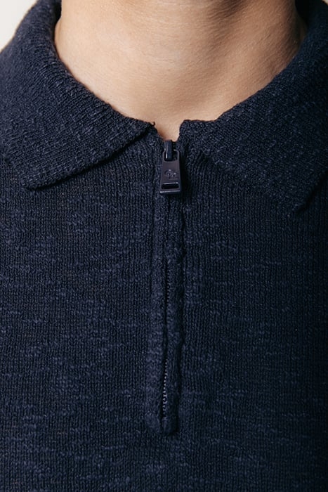 TOBY SLUB ZIP POLO DEEPEST BLUE 3
