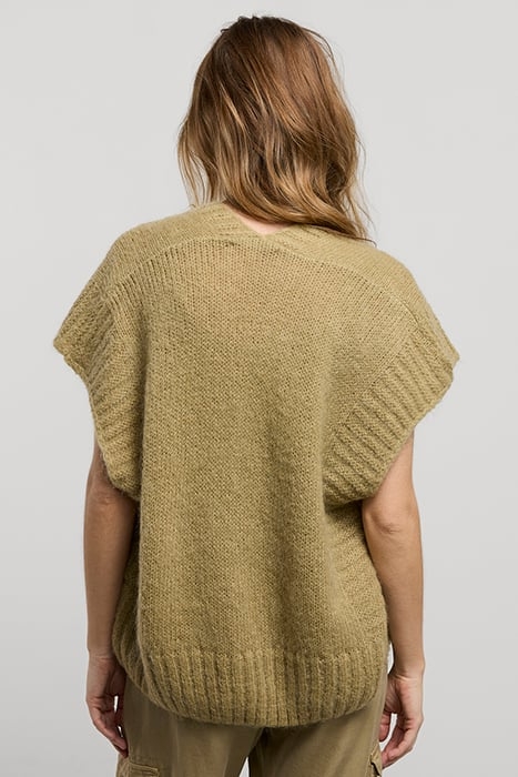 SLEEVELESS CARDIGAN MOHAIR BLEND KNIT GREEN LENTIL 2