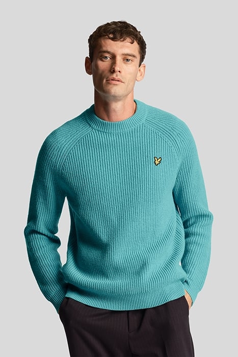 SHAKER STITCH MOCK NECK JUMPER ALPINE SKY 1
