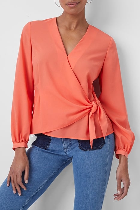 CREPE LIGHT LS WRAP OVER TOP RED 1