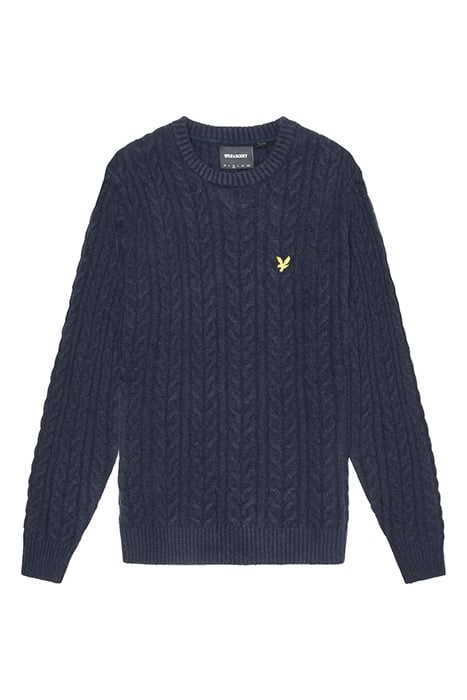 CABLE CREW NECK JUMPER DARK NAVY MARL 3