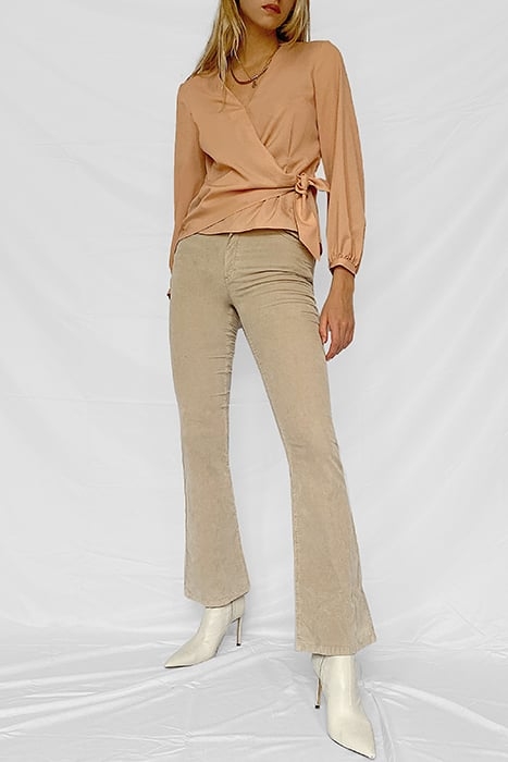 CREPE LIGHT LS WRAP OVER TOP BROWN 1