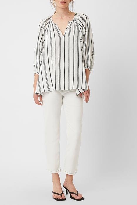 FEM STRIPE LS RND NK BLOUSE WHITE 2