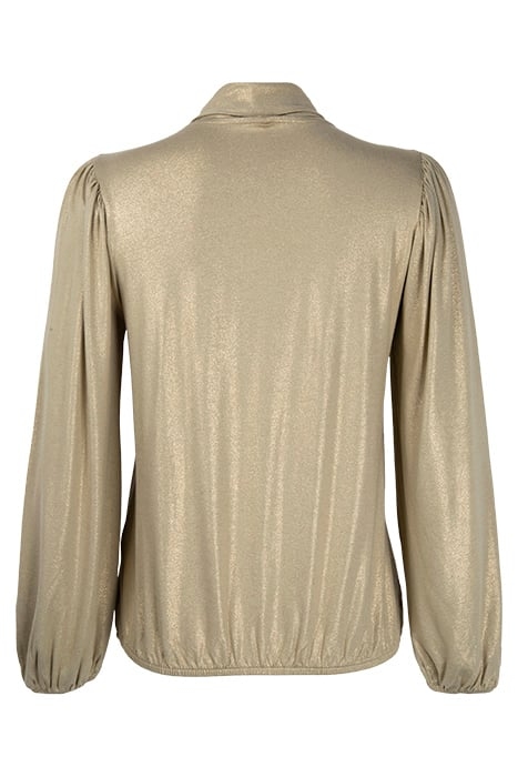 TOP BALLOON SLEEVE METALLIC COATED JERSEY GREEN LENTIL 2