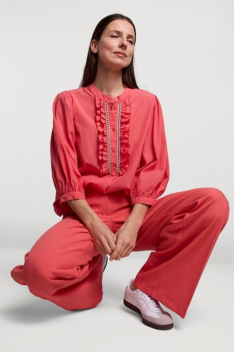 TOP RUFFLES LYOCELL COTTON BRIGHT CORAL 5